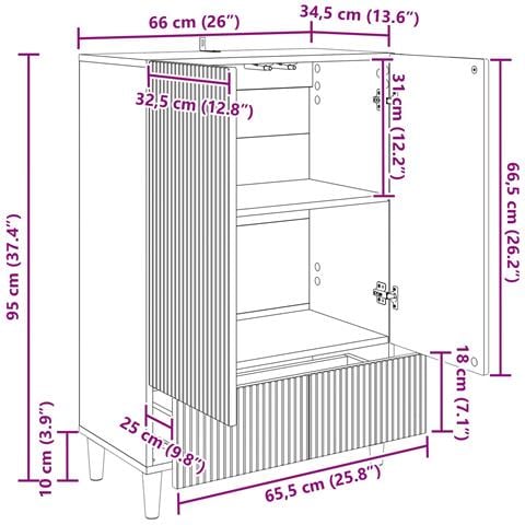 Credenza Bianco 66 x 34,5 x 95 cm Legno ingegnerizzato - Foto 9