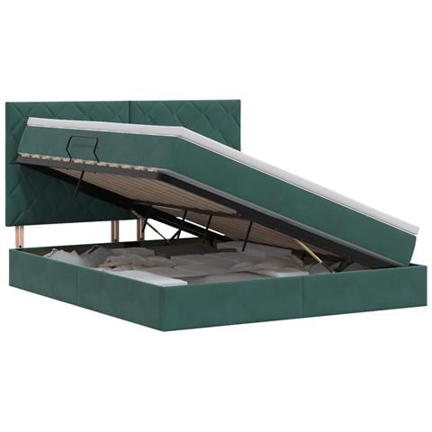 Letto con contenitore e materasso Verde Scuro 140 x 200 cm - Foto 1