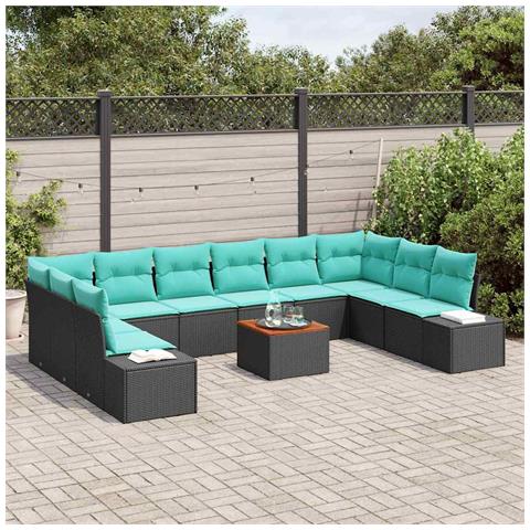 Set Divano da Giardino 11 pz Nero e turchese - Foto 2