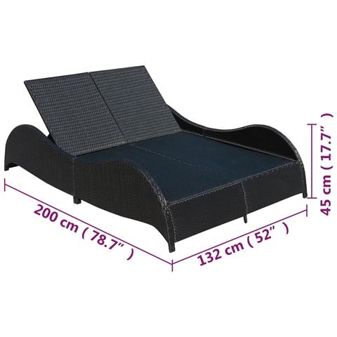 Sedia A Sdraio Doppia In Poly Rattan Nera - Foto 6