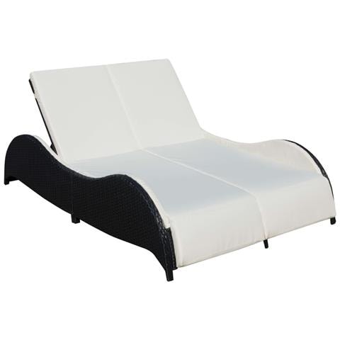 Sedia A Sdraio Doppia In Poly Rattan Nera - Foto 1