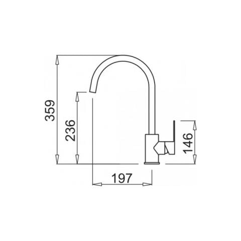Miscelatore Monocomando con canna girevole Bridge 19x35 cm Granitek Colore Grigio Cemento 48 - Foto 2