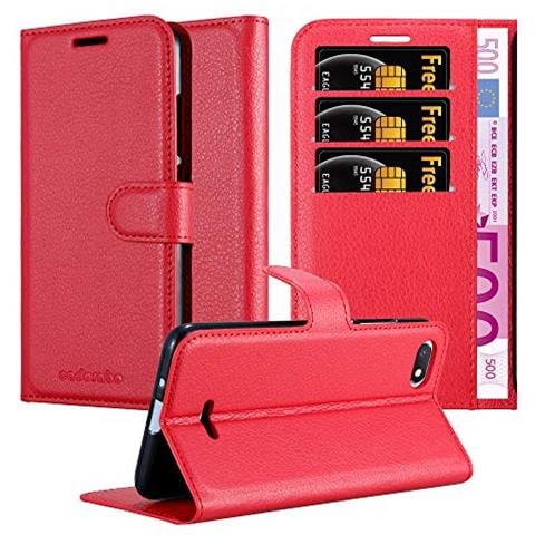 Custodia Compatibile Con Xiaomi Redmi 6a In Rosso Carminio - Coperchio Protettiva Con Chiusura Magnetica, Funzione Stand E Tasca Per Le Carte - Foto 1