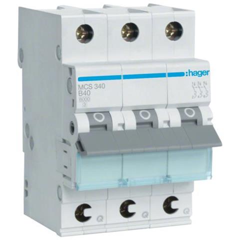 Mcs340. Nennstrom: 40 A. Typ: C-type, Module Menge (max) : 3 Modul (e). Breite: 52,5 Mm, Tiefe: 70 Mm, Hhe: 83,4 Mm (mcs340)  - Foto 1