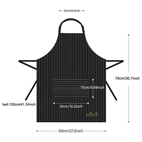 2 Confezioni Grembiule Da Cucina Impermeabile Regolabile Chef Grembiule Con Tasche Per La Casa Ristorante Artigianato Giardino Barbecue Scuola Cafe Grembiule Per Donne Degli Uomini (stripe Nero) - Foto 2