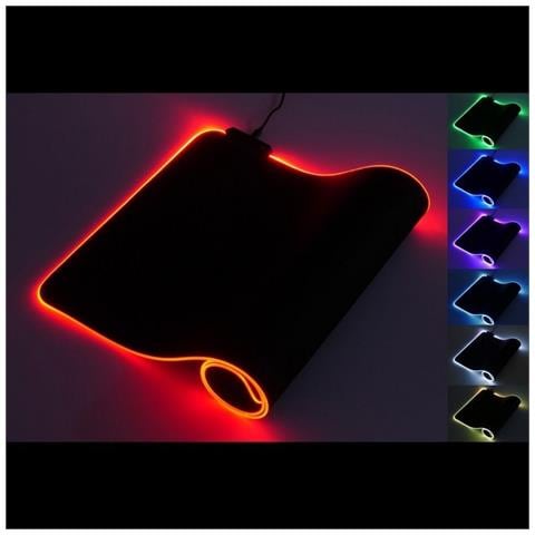 Tappetino Per Tastiera E Mouse Per Pc Mac 800x300x3 Mm Con Led Multicolore Black - Foto 2