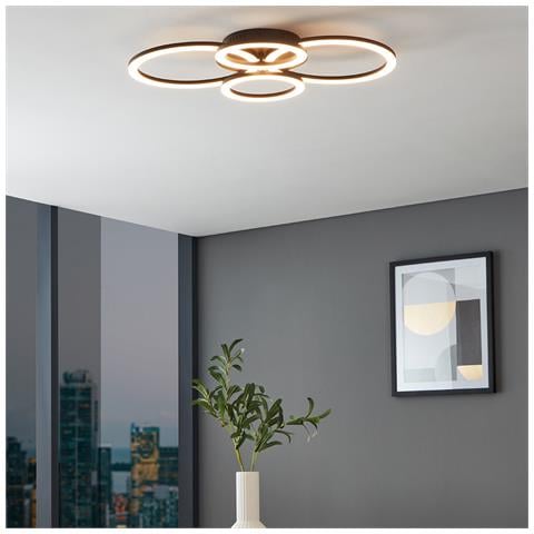 Plafoniera Moderna Parrapos-z Led Acciaio Nero Diffusori Tondi - Foto 1