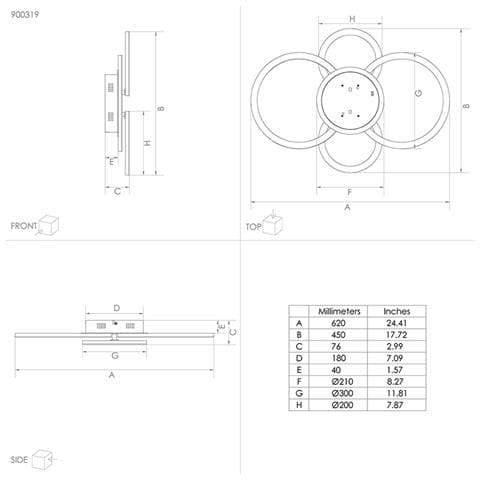 Plafoniera Moderna Parrapos-z Led Acciaio Nero Diffusori Tondi - Foto 3