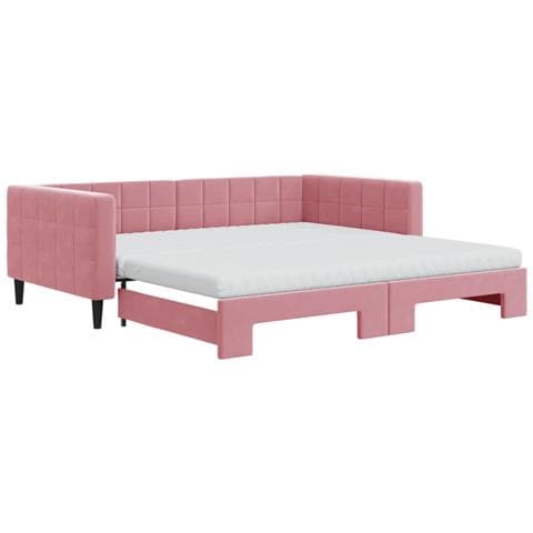 Divano Letto Estraibile Con Materassi Rosa 100x200 Cm Velluto - Foto 1