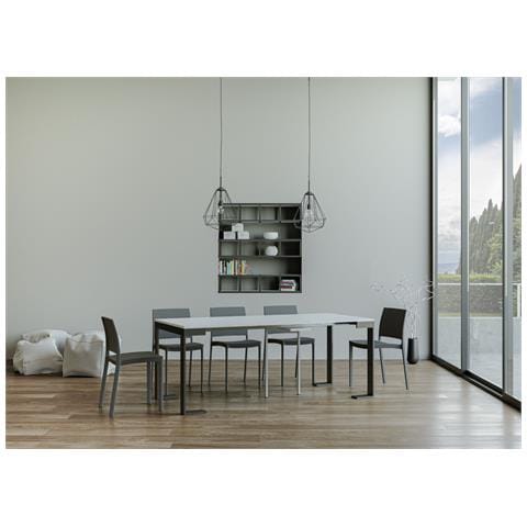 Consolle Allungabile 90x40/300 Cm Tecno Evolution Telaio Antracite - Bianco Frassino - Foto 6