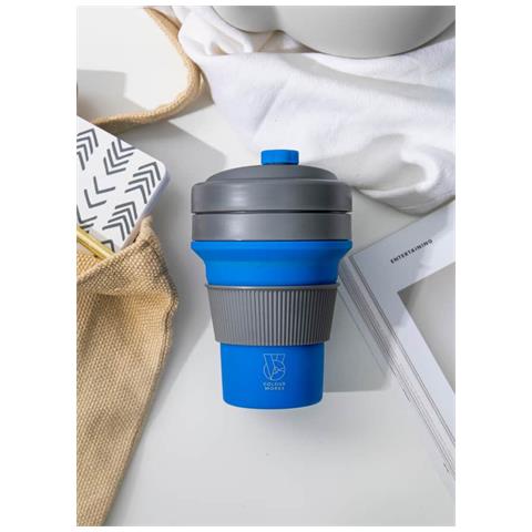 Silicone Collapsible Travel Mug 350ml. - Blue - Foto 1