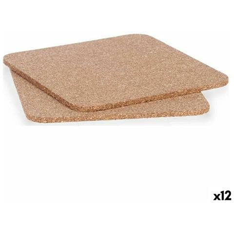 Set Sottopentola 18 X 0,5 X 18 Cm Naturale Sughero (12 Unità) - Foto 1