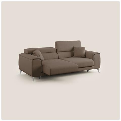 Fusion Divano con sedute allungabili in tessuto smacchiabile T05 185 cm marrone - Foto 2