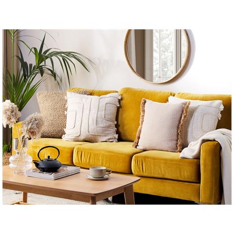 Cuscino Decorativo Pleione Cotone 45 X 45 Cm Astratto Beige Chiaro - Foto 1