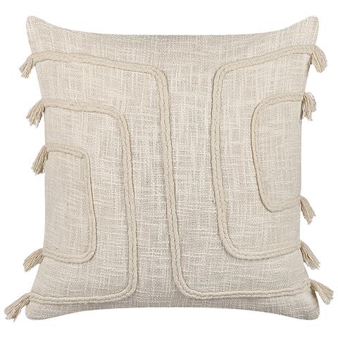 Cuscino Decorativo Pleione Cotone 45 X 45 Cm Astratto Beige Chiaro - Foto 7