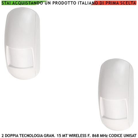 Doppia Tecnologia 2 Pezzi Rilevatori Movimento Grandangolo Da Interno Copertura 15 Metri Antifurto Radio Fr. 868mhz Bi - Foto 1