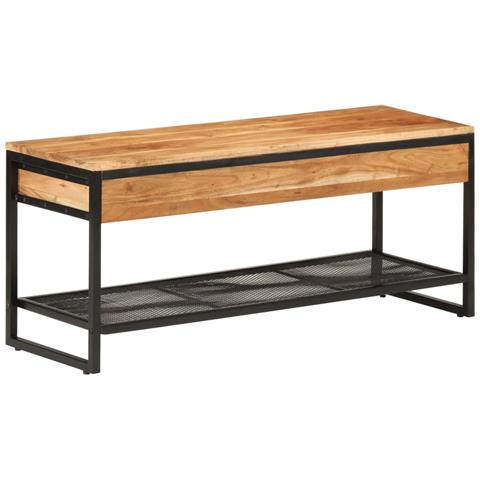 Panca Da Giardino 110x35x45 Cm Legno Massello Di Acacia E Ferro - Foto 1