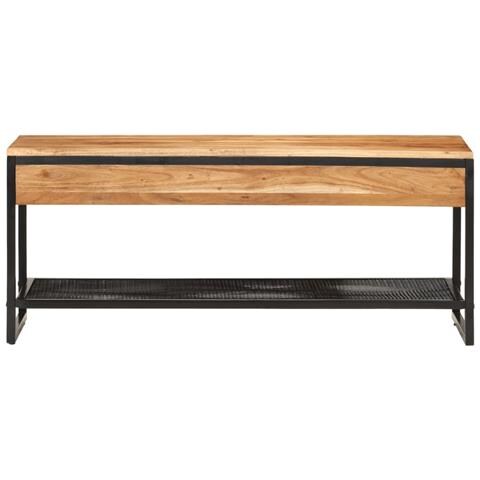 Panca Da Giardino 110x35x45 Cm Legno Massello Di Acacia E Ferro - Foto 2