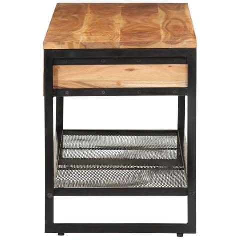 Panca Da Giardino 110x35x45 Cm Legno Massello Di Acacia E Ferro - Foto 3