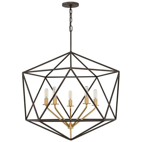 Lampadario Industrial Nordico Astrid Metallo Bronzo Opaco 5 Luci E14 - Foto 1