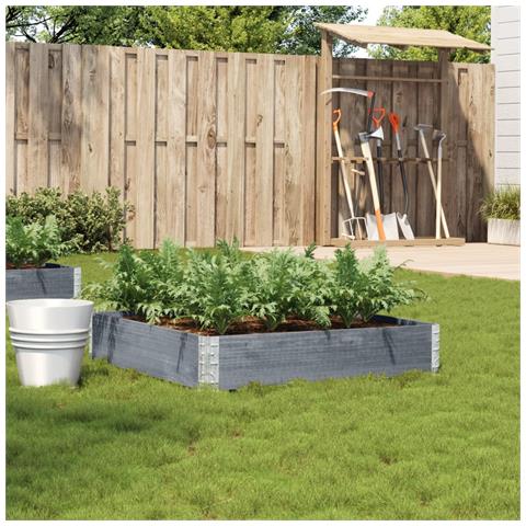 Fioriera Da Giardino Grigia 100x100 Cm Legno Massello Di Pino - Foto 1
