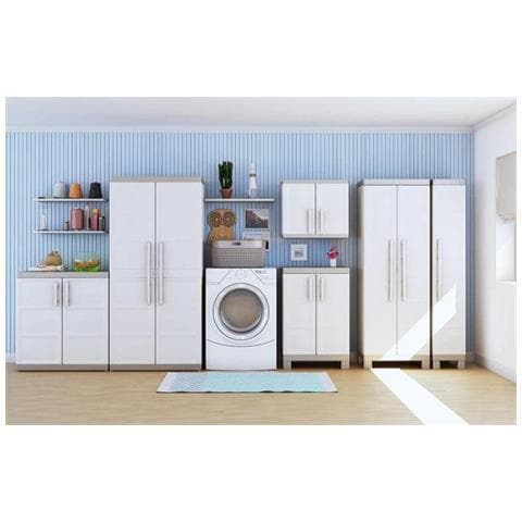 Armadio Lucchettabile Basso In Resina A 2 Ante Decorate Da Esterno Giardino Excellence - Foto 5