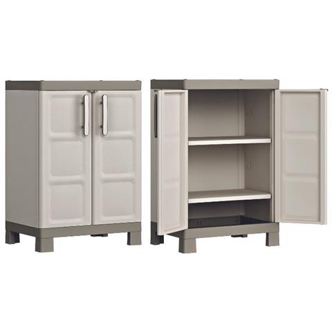 Armadio Lucchettabile Basso In Resina A 2 Ante Decorate Da Esterno Giardino Excellence - Foto 1