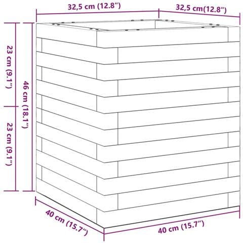 Fioriera da Giardino Bianca 40x40x46 cm Legno Massello di Pino - Foto 10