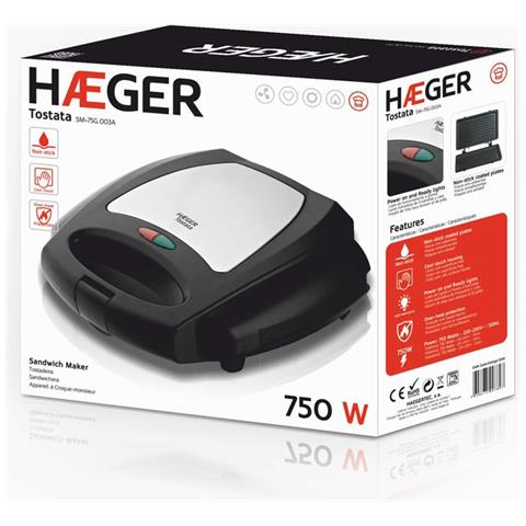 Tostiera SM-75G. 003A con Capacità 2 Panini Potenza 750 W Colore Nero / Acciaio - Foto 3