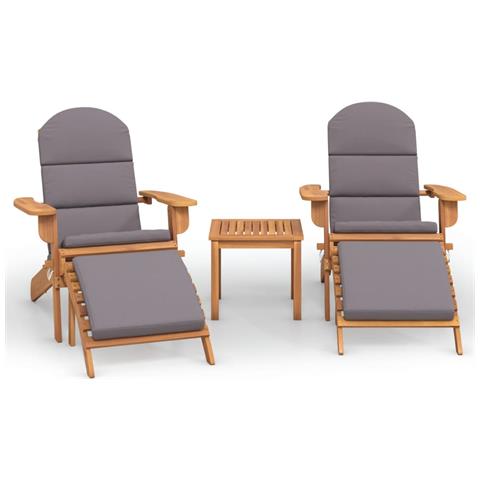 Set Salotto da Giardino Adirondack 3pz Legno Massello di Acacia - Foto 1