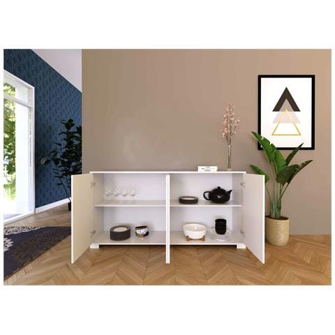 Madia 4 Ante 172x40x83 Cm Lumina Bianco Lucido - Foto 5
