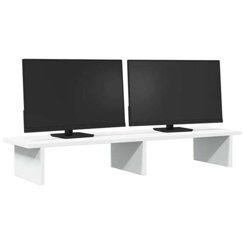 Supporto Per Monitor Bianco 100x27x15 Cm Legno Massello Di Pino - Foto 3