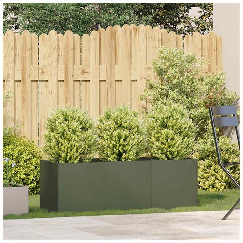 Fioriera Verde Oliva 120x40x40 Cm In Acciaio Laminato A Freddo - Foto 3