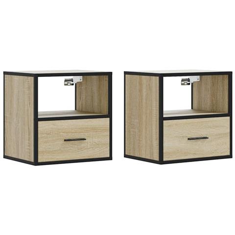 Comodini A Muro 2 Pz Rovere Sonoma 40x31x39,5 Cm - Foto 2