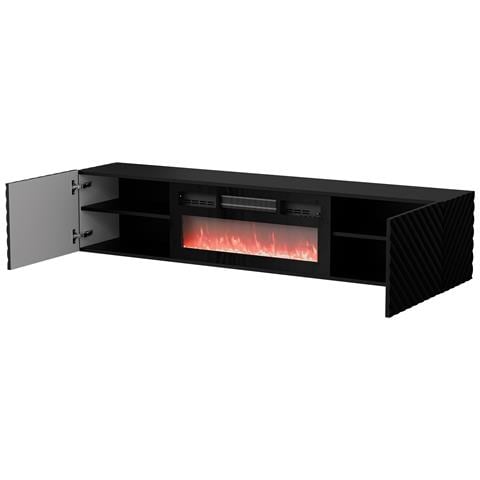 Armadio RTV LARA 183x35x37 nero opaco + camino nero - Foto 2