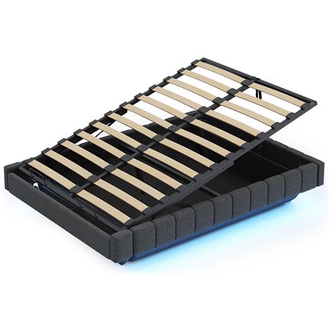 Letto Imbottito 140x200 Cm, Struttura Letto Flottante Idraulica, Senza Testiera , Grigio - Foto 4