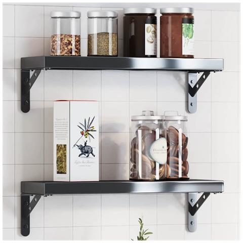 Lusso Casadino -  Staffe Per Mensola 4 Pz 15x2,5x11,5 Cm In Acciaio Inox Nero - Foto 8