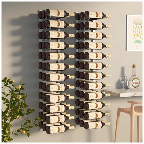 Lusso Casadino -  Portavini Da Parete Per 36 Bottiglie 2 Pz Bianchi In Ferro - Foto 7