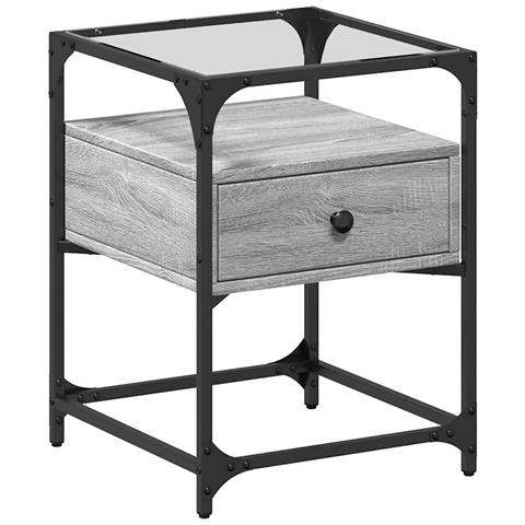 Lusso Casadino -  Comodino Grigio Sonoma 40x40x55 Cm In Legno Multistrato - Foto 1