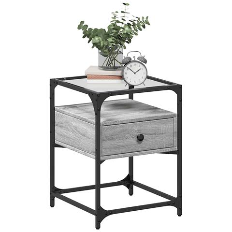 Lusso Casadino -  Comodino Grigio Sonoma 40x40x55 Cm In Legno Multistrato - Foto 2