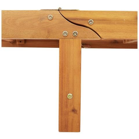 Lettino prendisole con ruote e cuscino bianco in legno massello - Foto 9