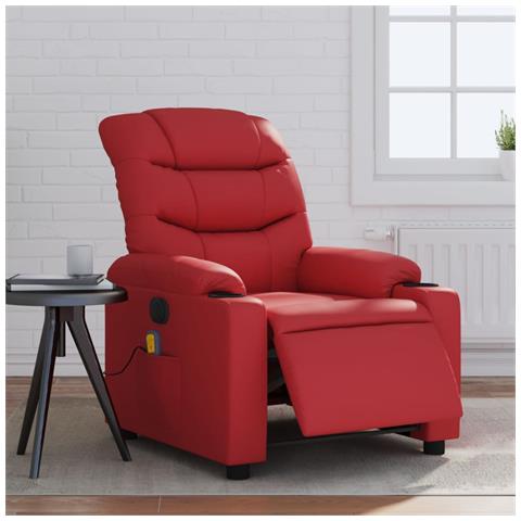 Poltrona Massaggio Elettrica Reclinabile Rosso Similpelle - Foto 2