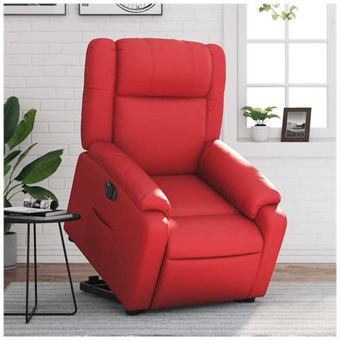 Poltrona Alzapersona Reclinabile Elettrica Rossa in Similpelle - Foto 2