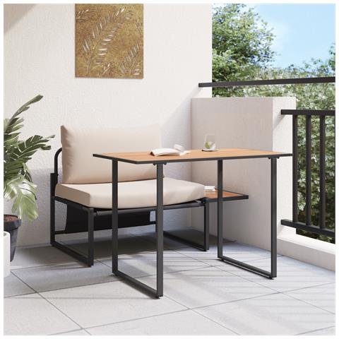 Set Pranzo Giardino 2 Pezzi Poltrona Singola Cuscini Tortora - Foto 2