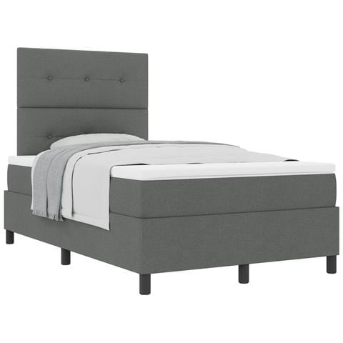Letto Box Spring con materasso grigio scuro piccolo matrimoniale in tessuto - Foto 1