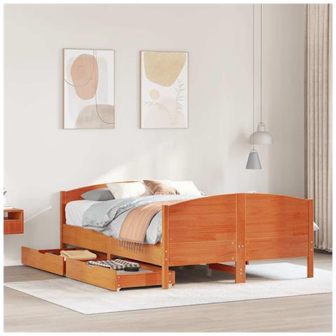 Letto senza Materasso Marrone Cera 120x200 cm in Legno di Pino - Foto 2