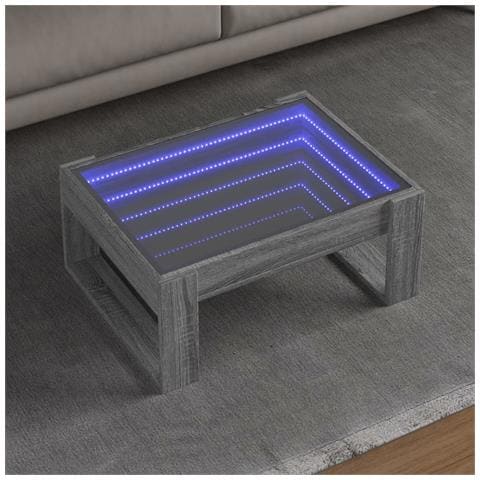 Tavolino da Salotto con LED Infinity Grigio Sonoma 70x53x30 cm - Foto 2
