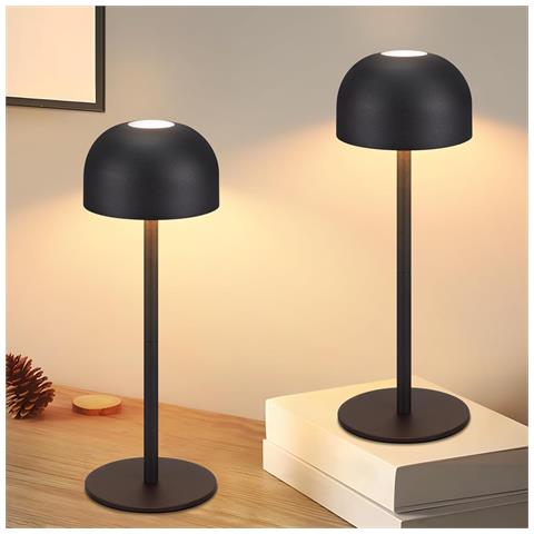 Set Da 2 Lampade Da Tavolo Led Wireless - Dimmerabile Con 3 Temperature Di Colore - Nero Opaco - Foto 2