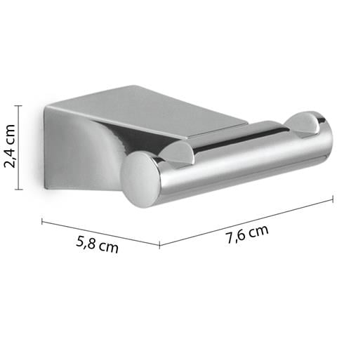 Appendiabiti Doppio Da Muro In Acciaio Inox E Cromall Tn26 Serie Tonale Cromato - Foto 2