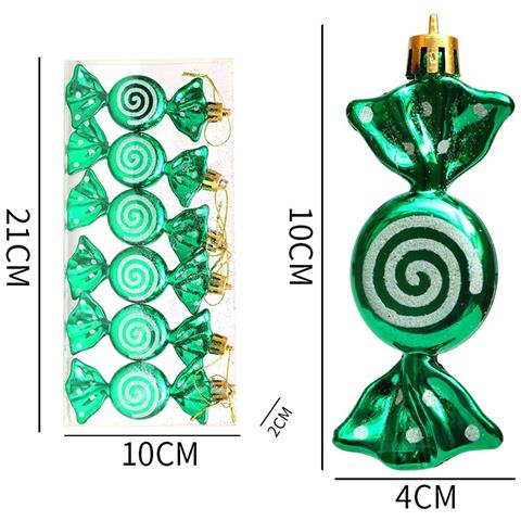 Mini Ornamenti Natalizi A Forma Di Caramella - Set Da 6, Decorazioni Festive Da Appendere All'albero Green - Foto 1